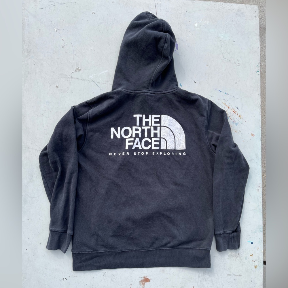 Men's North Face Hoodie Black Logo M Pocket Outdoor Cotton Camp Hike College